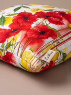 Lima Lemon & Poppy set of 2 cushion covers – edge and seam close-up