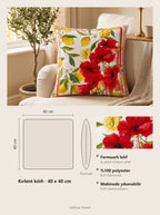 Lima Zitrone & Mohn 4er-Set Kissenbezüge – Maßkarte 40x40 cm