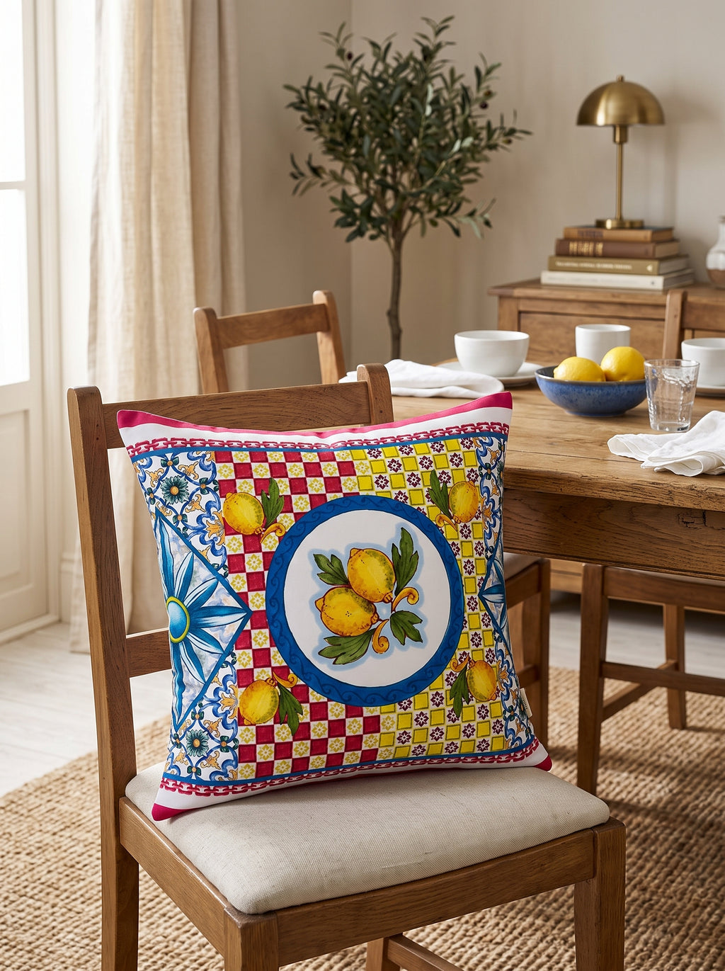 Limoncello Lemon set of 2 cushion covers – in a living room