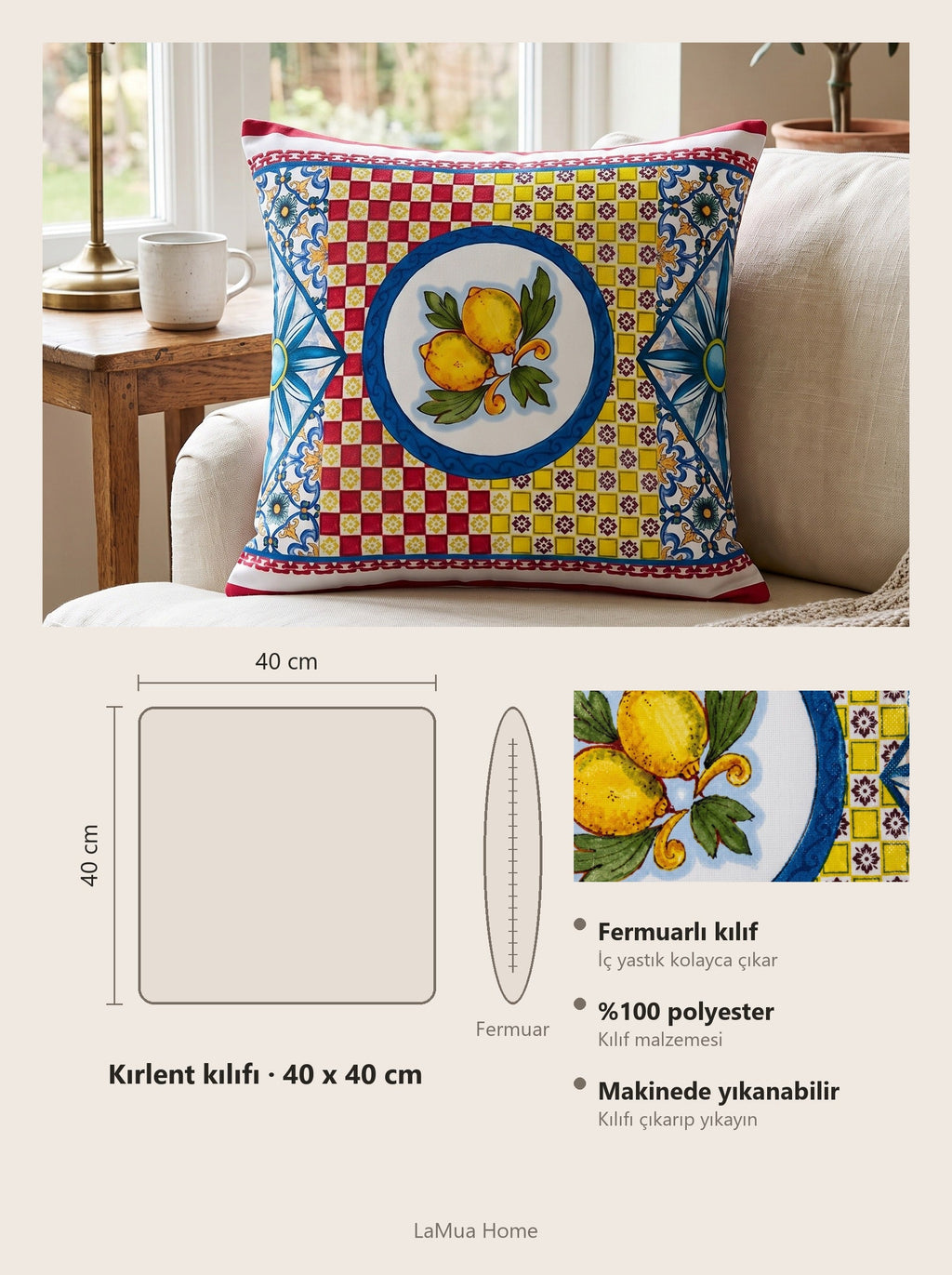 Limoncello Lemon set of 4 cushion covers – size card 40x40 cm