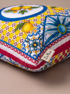 Limoncello Lemon set of 4 cushion covers – edge and seam close-up
