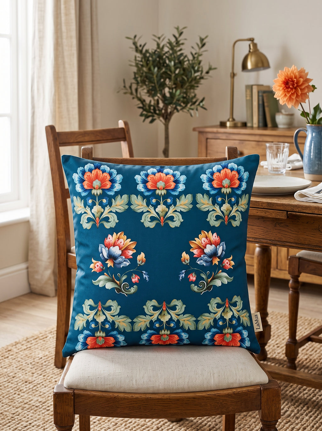 Loya Floral set of 2 cushion covers – in a living room