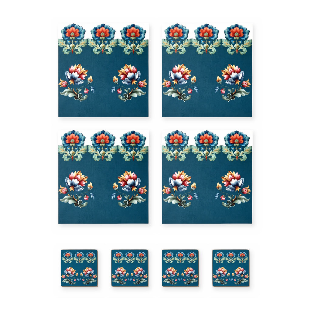Loya Blüten Set aus 4 Platzsets + Untersetzern – Set-Inhalt