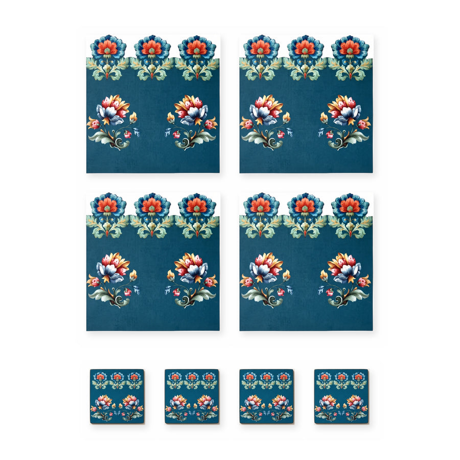 Loya Blüten — Set aus 4 Platzsets + Untersetzern, abwischbar