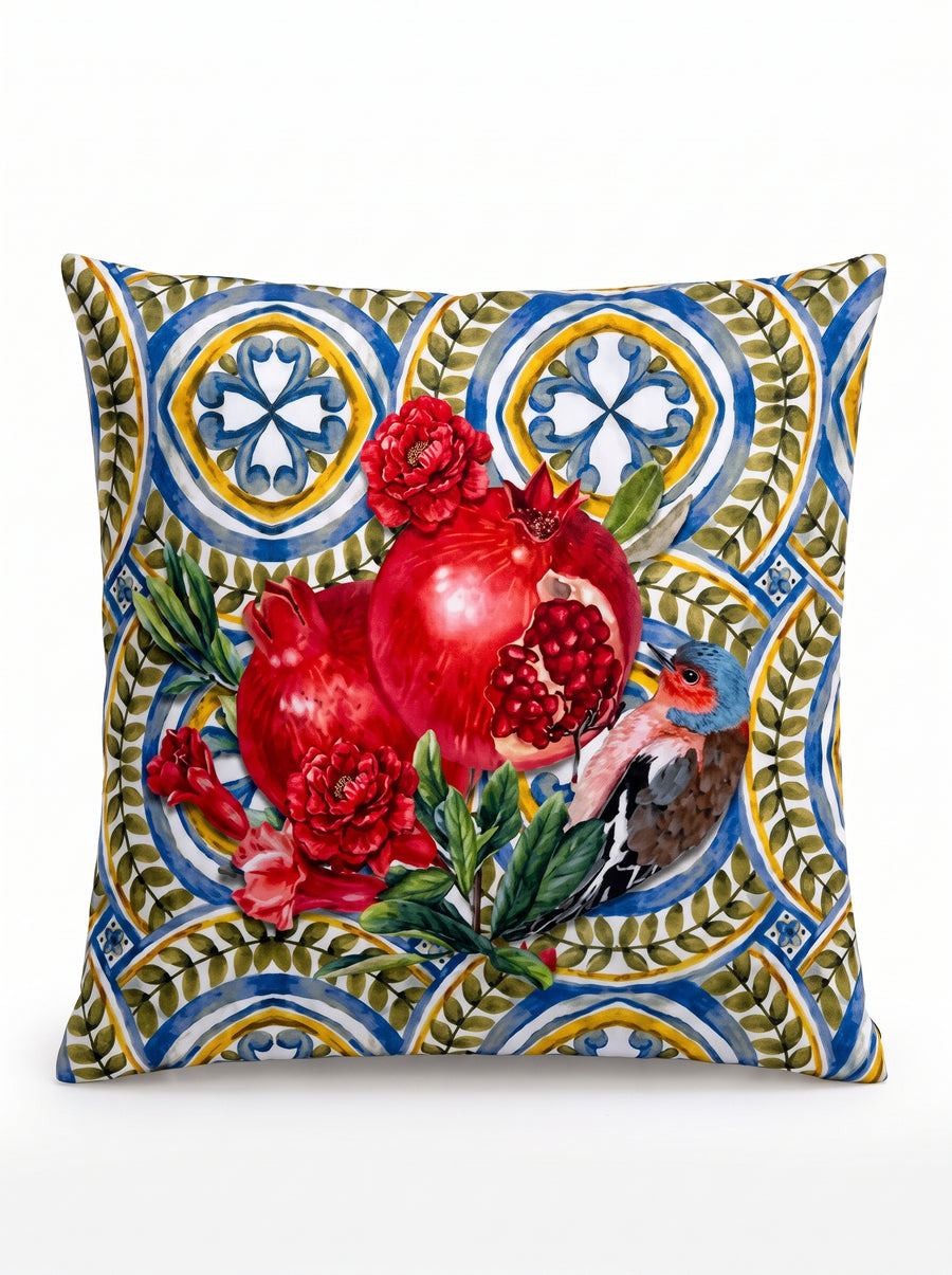 Marakes Granatapfel — 2er-Set Kissenbezüge 40x40 cm, mit Reißverschluss, fleckabweisend