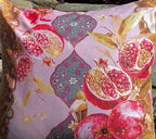 Mona Pomegranate & Gold Border set of 2 cushion covers – pattern and texture close-up
