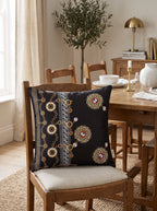 Noir Black & Gold set of 4 cushion covers – in a living room