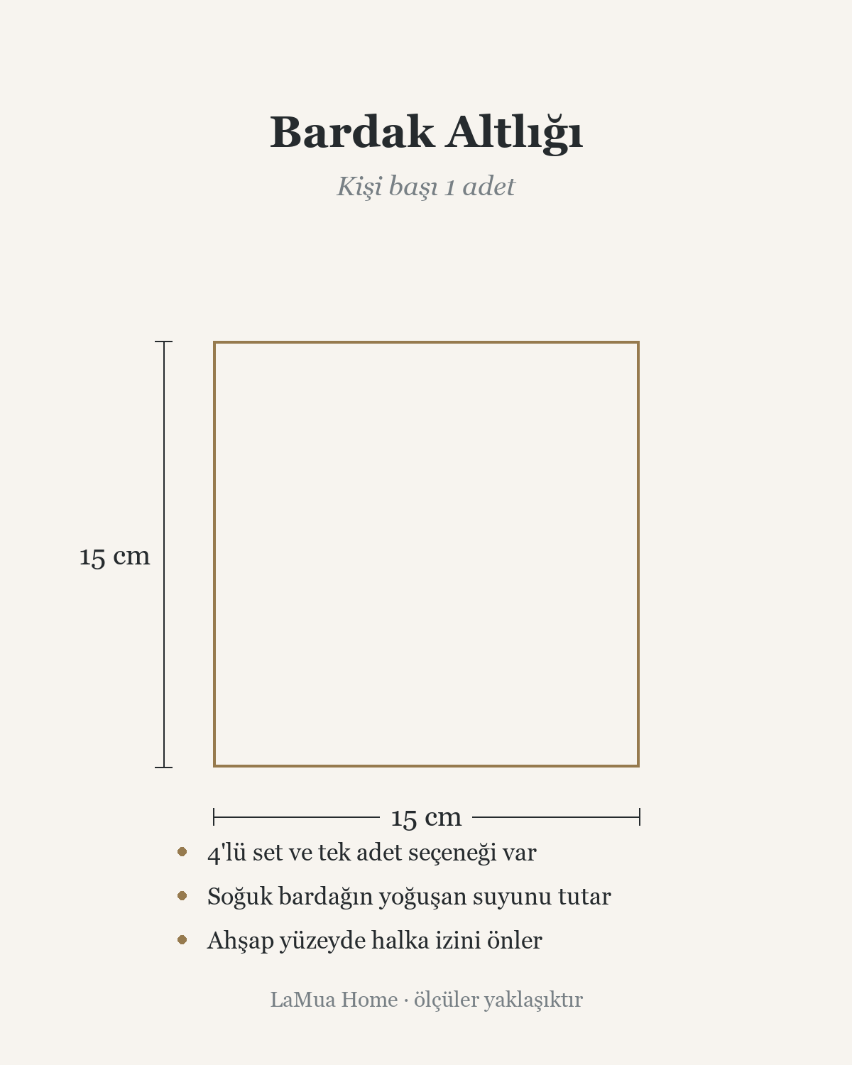 Fiesta Renkli Çiçek — Bardak Altlığı 15x15 cm ölçü şeması