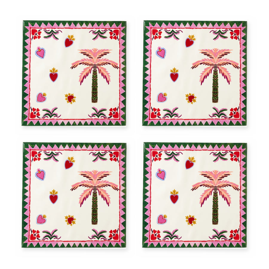 Palm Palme — 4er-Set Platzsets, abwischbar, fleckabweisend