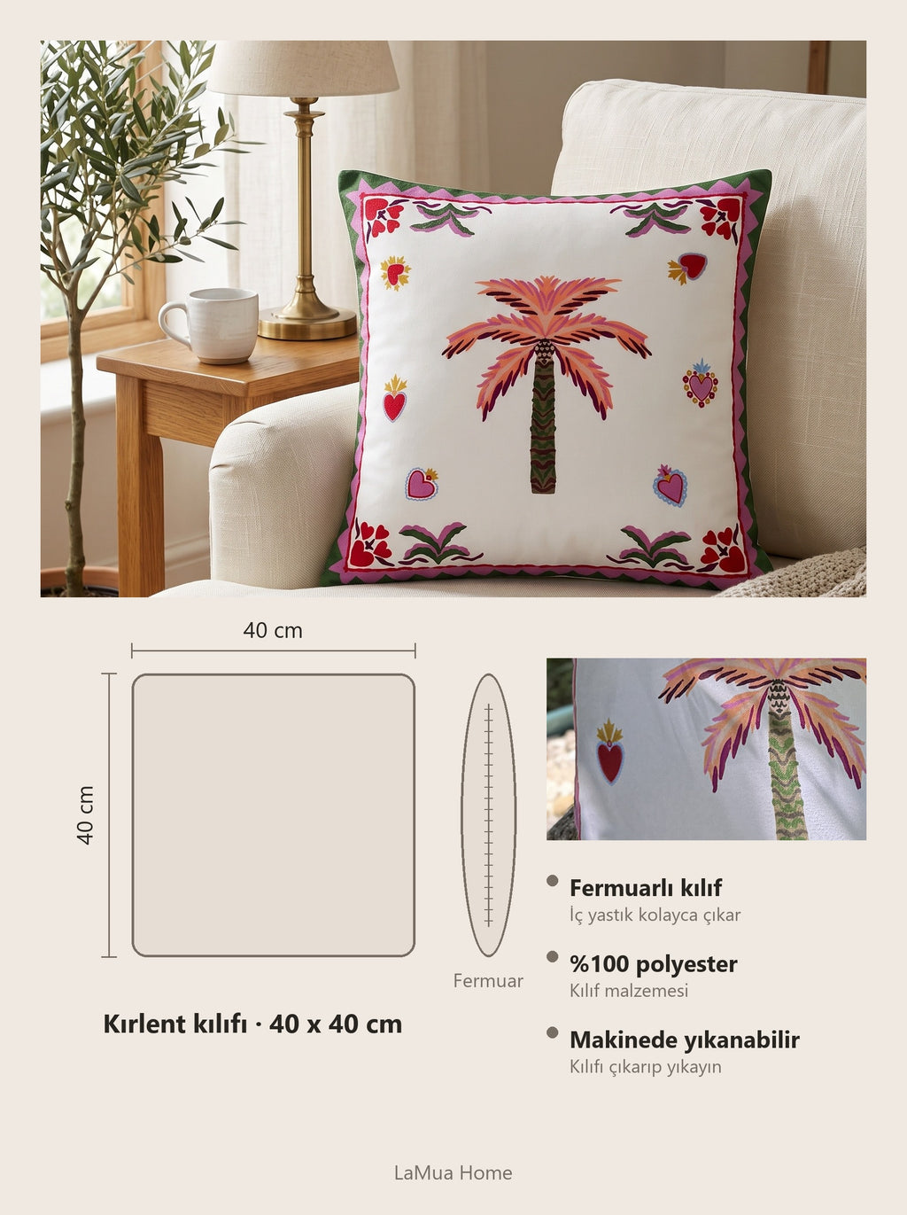 Palm Palm Tree set of 2 cushion covers – size card 40x40 cm