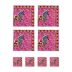 Pink Zebra Set of 4 Placemats + Coasters – set contents