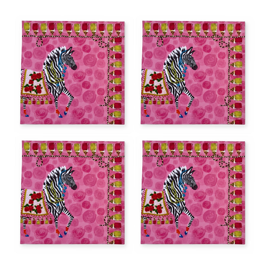 Pink Zebra — 4er-Set Platzsets, abwischbar, fleckabweisend