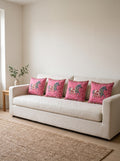 Pink Zebra set of 4 cushion covers – four cushions on a sofa