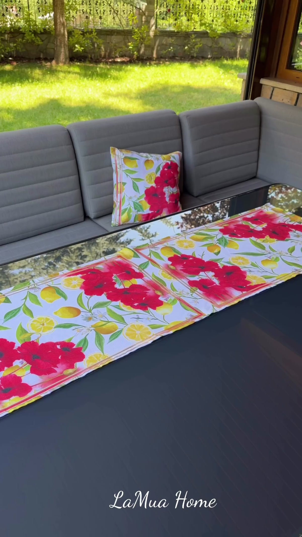 Lima Limon ve Gelincik — Kırlent Kılıfı 43x43 cm - urun videosu