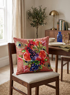 Rio Peacock & Fruit set of 2 cushion covers – in a living room