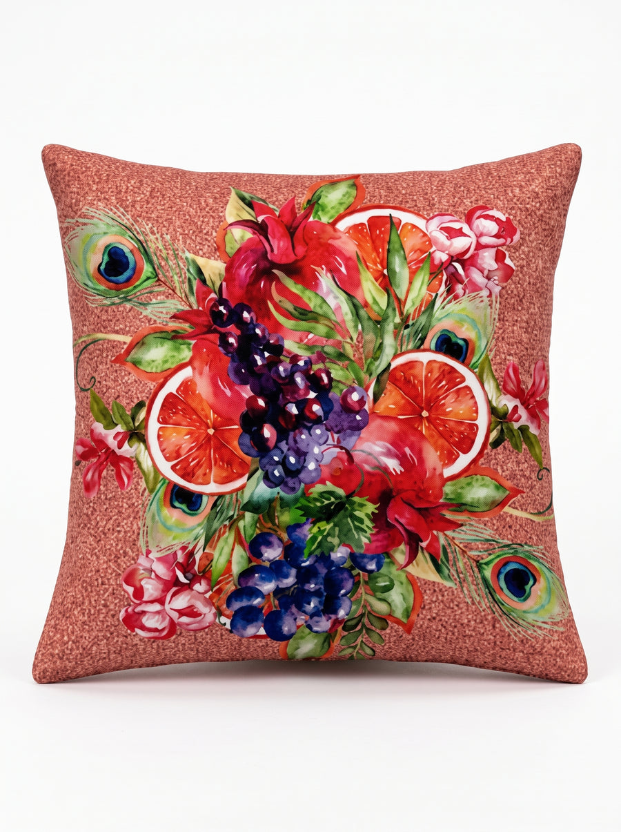 Rio Peacock & Fruit — Set of 2 Cushion Covers 40x40 cm, Zippered