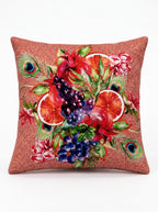 Rio Peacock & Fruit set of 4 cushion covers – on a white background