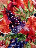Rio Peacock & Fruit set of 2 cushion covers – pattern and texture close-up