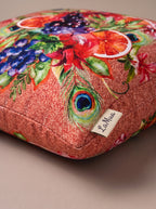 Rio Peacock & Fruit set of 2 cushion covers – edge and seam close-up