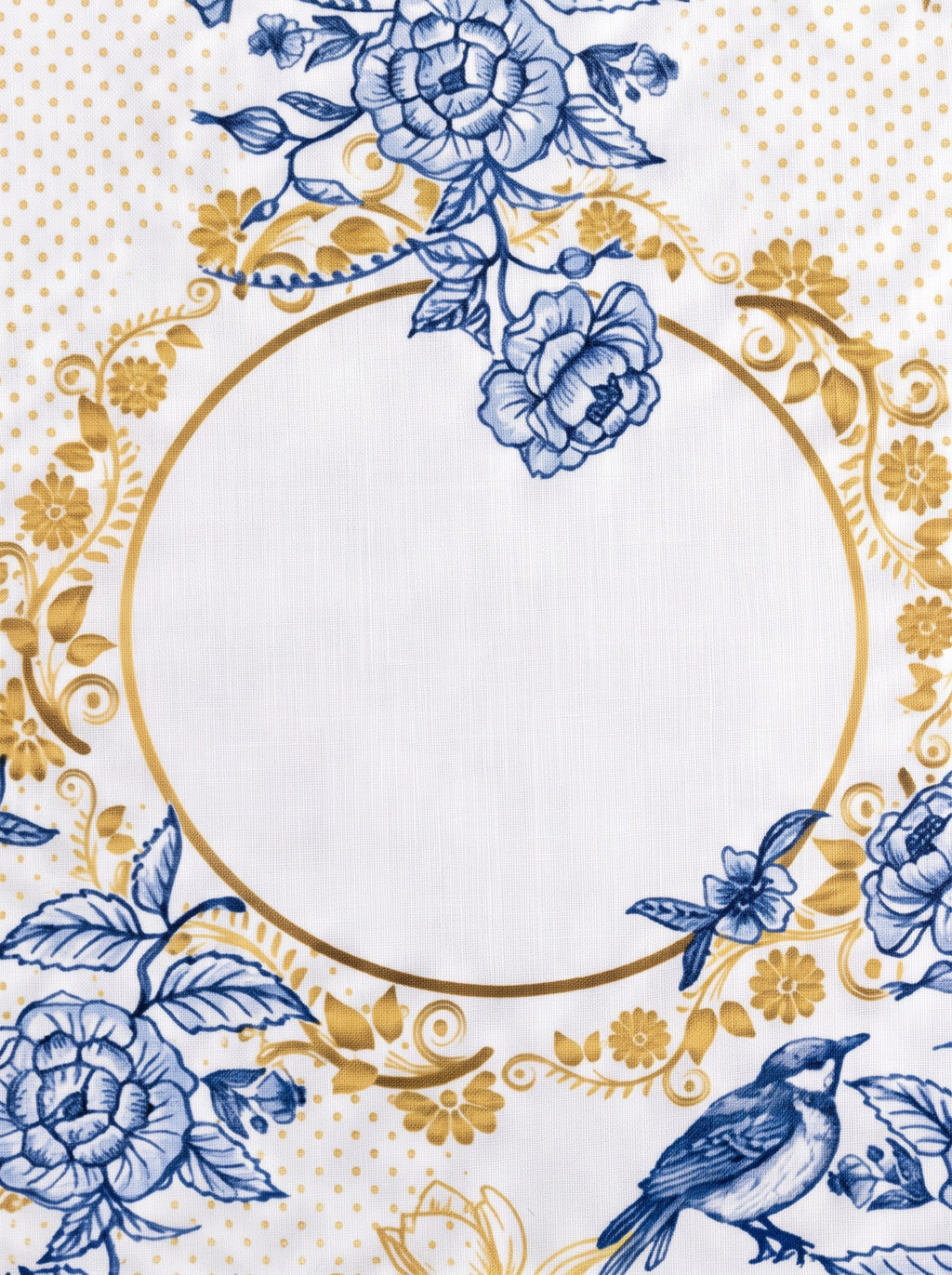 Royal Blaue Blüten & Vögel 2er-Set Kissenbezüge – Muster und Textur in Nahaufnahme
