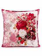 Ruby Flower Bouquet & Pomegranate set of 2 cushion covers – on a white background