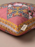 Safi Iznik Tile & Rose set of 4 cushion covers – edge and seam close-up