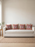 Safi Iznik Tile & Rose set of 4 cushion covers – four cushions on a sofa