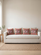 Safi Iznik Tile & Rose set of 4 cushion covers – four cushions on a sofa