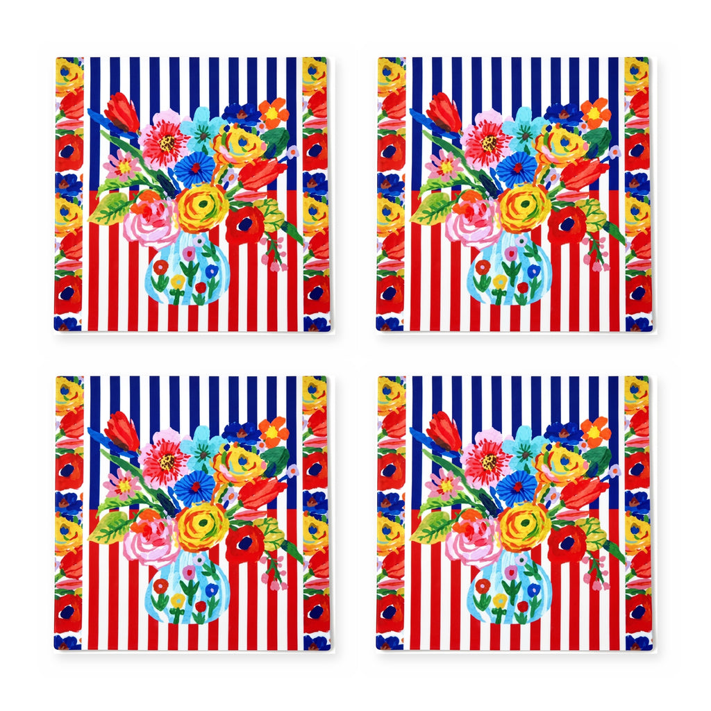 Viva Streifen & Blüten 4er-Set Platzsets – Set-Inhalt